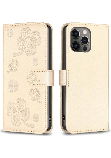 IPhone 12 Için Flip Case Pro Yonca Çiçek Çok Renkli Pu Deri Kart (Yurt Dışından)