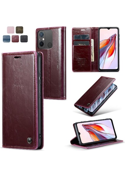 Xiaomi Redmi 12C Retro Cüzdan Kapak Için Flip Case Manyetik Cüzdan Çılgın (Yurt Dışından)