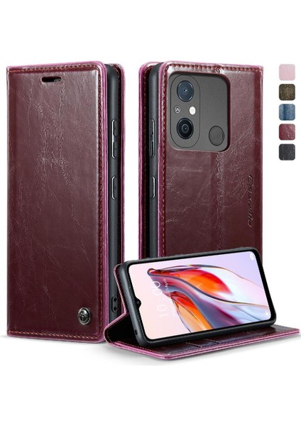 Xiaomi Redmi 12C Retro Cüzdan Kapak Için Flip Case Manyetik Cüzdan Çılgın (Yurt Dışından)