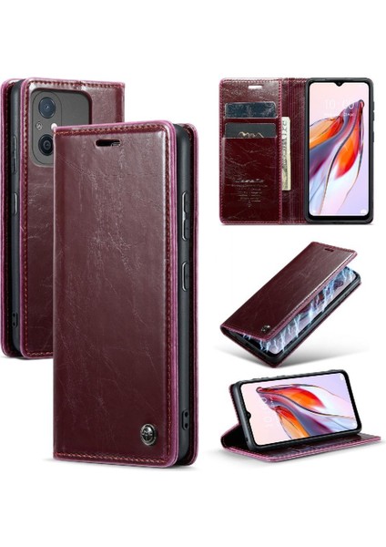 Xiaomi Redmi 12C Retro Cüzdan Kapak Için Flip Case Manyetik Cüzdan Çılgın (Yurt Dışından)