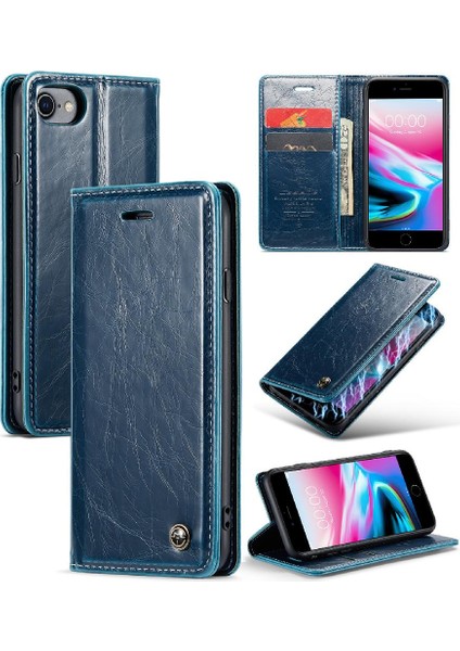 Iphone 7/8 Için Flip Case Manyetik Cüzdan Çılgın At Pu Deri Kart (Yurt Dışından)