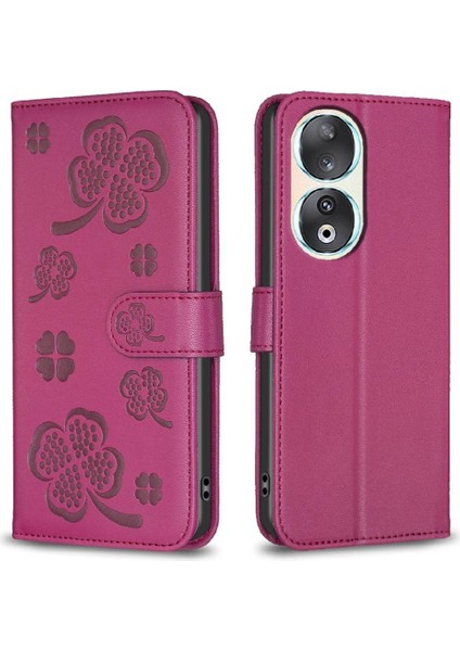Onur Için Flip Case 90 5g Pu Deri Yonca Çiçek Kart Yuvaları Tutucu (Yurt Dışından)