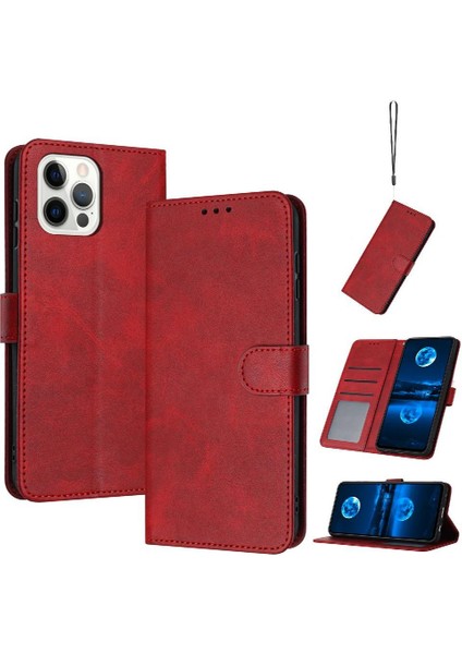 Toka Saf Renk Pu ile Kart Yuvası ile IPhone 12 Pro Max Için Flip Case (Yurt Dışından)