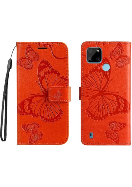 Kart Yuvası Standı ile Realme C21Y Flip Kickstand Pu Deri Için Flip Case (Yurt Dışından)