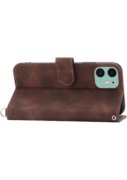 Iphone 12 Mini Çoklu Kredi Kartı Yuvaları Için Flip Case Bileklik Kabartmalı (Yurt Dışından)