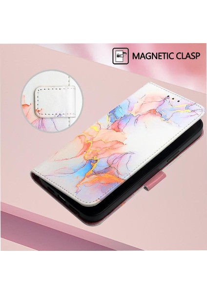 Tecno Camon 20 Pro 5g Mermer Desen Kickstand Pu Deri Cüzdan Için Kılıf (Yurt Dışından)