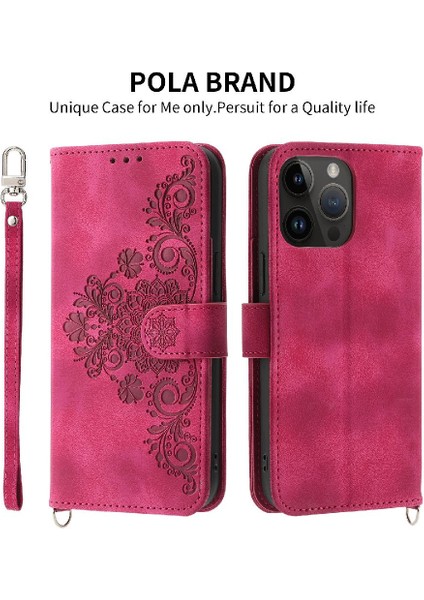 Iphone 14 Için Flip Case Pro Çoklu Kredi Kartı Yuvaları Bileklik Kabartmalı (Yurt Dışından)