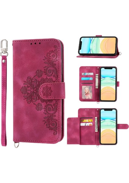 Iphone 12 Mini Çoklu Kredi Kartı Yuvaları Için Flip Case Bileklik Kabartmalı (Yurt Dışından)