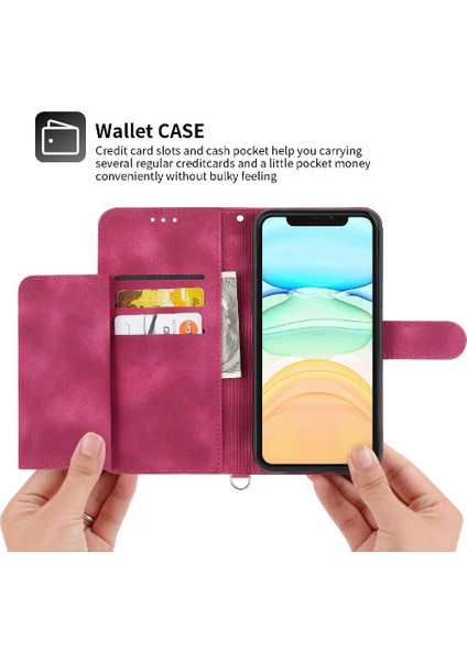 Iphone 12 Mini Çoklu Kredi Kartı Yuvaları Için Flip Case Bileklik Kabartmalı (Yurt Dışından)