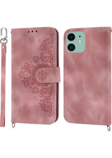 Iphone 12 Mini Çoklu Kredi Kartı Yuvaları Için Flip Case Bileklik Kabartmalı (Yurt Dışından)