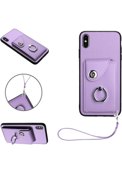 Iphone X/xs Koruyucu Kapak Deri Kart Yuvası Tutucular El Kayışı (Yurt Dışından)