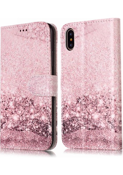 Iphone Xs Max Manyetik Mermer Desen Kart Yuvaları Tutucu Pu Için Flip Case (Yurt Dışından)