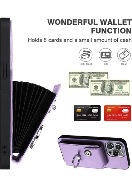 Iphone 15 Için Kılıf Pro Deri Koruyucu Kapak Kart Yuvası Tutucular El (Yurt Dışından)