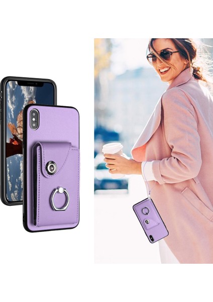 Iphone X/xs Koruyucu Kapak Deri Kart Yuvası Tutucular El Kayışı (Yurt Dışından)