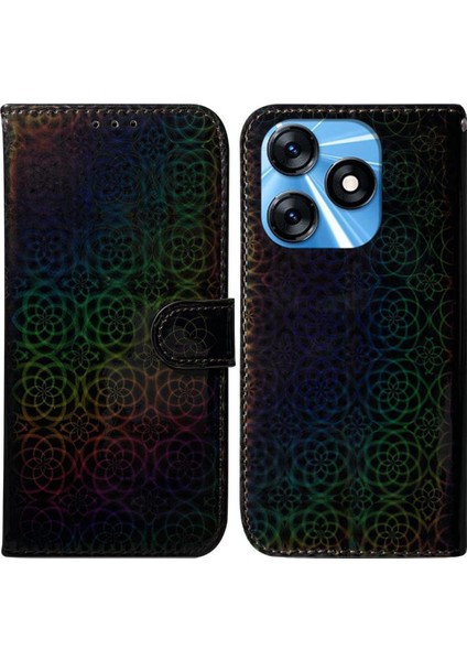 Tecno Spark 10 Için Kılıf Cüzdan Durumda Kart Yuvası Glitter Renkli Premium Pu (Yurt Dışından)