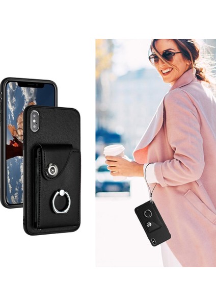 Iphone X/xs Koruyucu Kapak Deri Kart Yuvası Tutucular El Kayışı (Yurt Dışından)