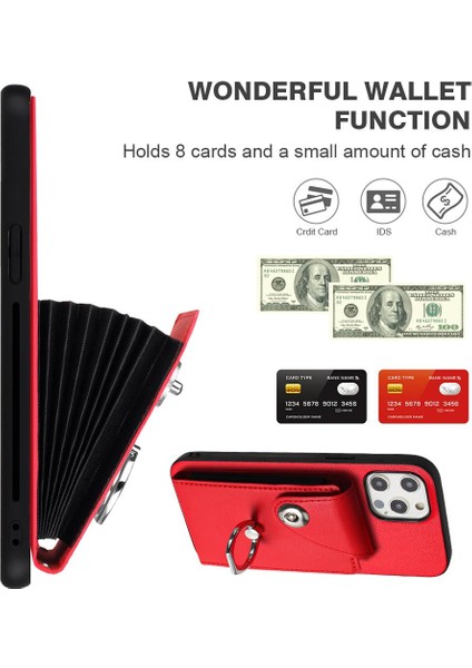 Iphone 13 Için Kılıf Pro Max Deri Kart Yuvası Sahipleri Koruyucu Kapak (Yurt Dışından)