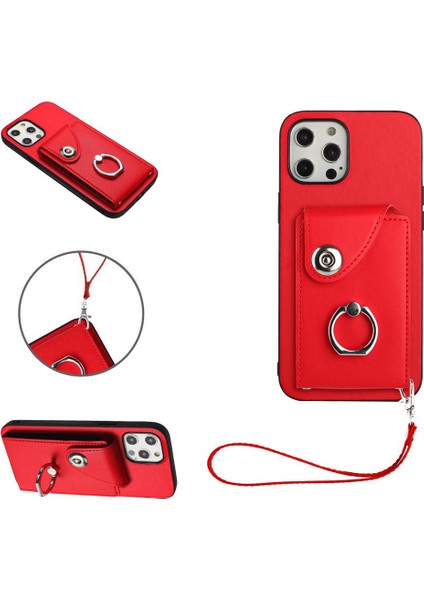 Iphone 13 Için Kılıf Pro Max Deri Kart Yuvası Sahipleri Koruyucu Kapak (Yurt Dışından)