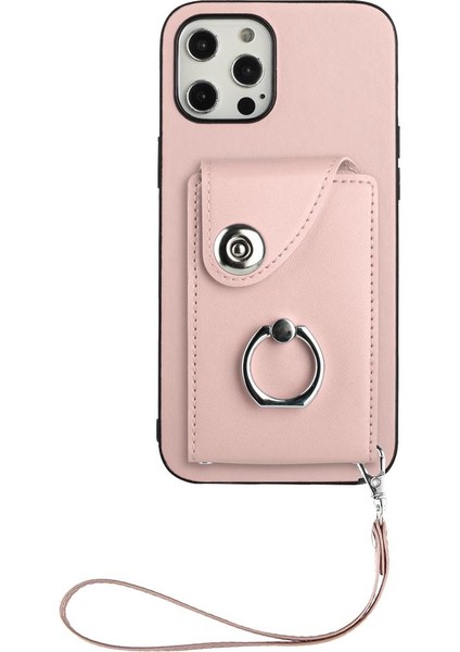 Iphone 12 Için Kılıf Pro Kart Yuvası Tutucular Deri El Kayışı Koruyucu (Yurt Dışından)