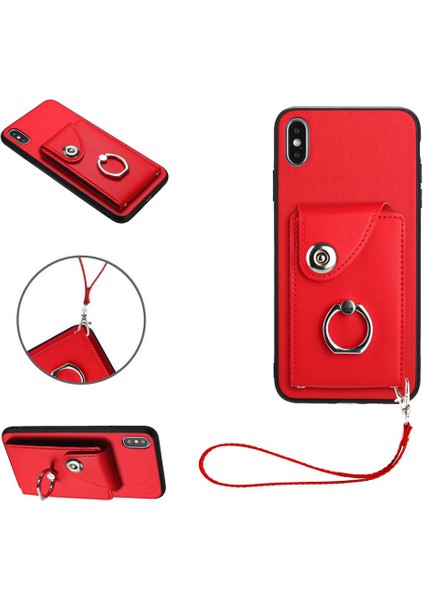 Iphone X/xs Koruyucu Kapak Deri Kart Yuvası Tutucular El Kayışı (Yurt Dışından)