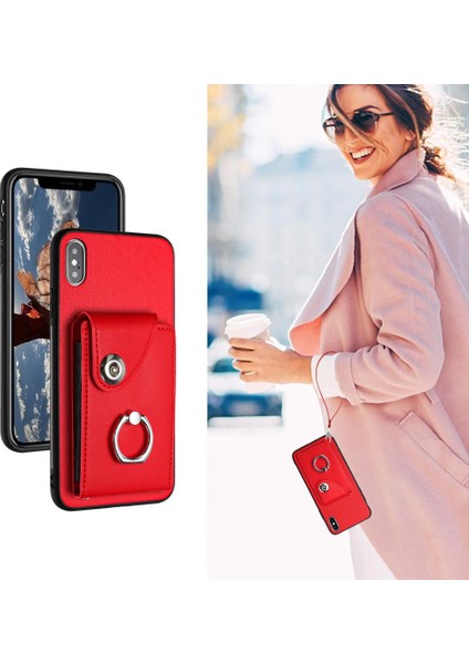 Iphone X/xs Koruyucu Kapak Deri Kart Yuvası Tutucular El Kayışı (Yurt Dışından)