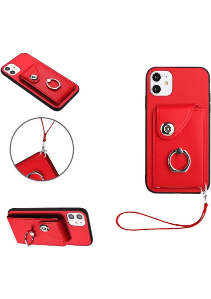 Iphone 12 Için Kılıf Mini Deri El Kayışı Kart Yuvası Tutucular Koruyucu (Yurt Dışından)