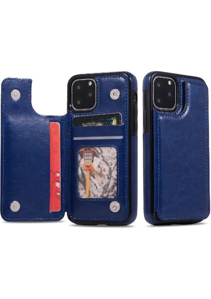 Kart Tutucu Kickstand ile IPhone 11 Pro Max Pu Deri Için Cüzdan Kılıf (Yurt Dışından)