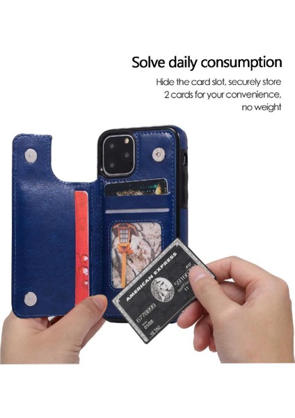 Kart Tutucu Kickstand ile IPhone 11 Pro Max Pu Deri Için Cüzdan Kılıf (Yurt Dışından)
