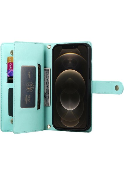 IPhone 12 Için Flip Case Pro Max Çok Fonksiyonlu Kart Yuvaları Kickstand Bilek (Yurt Dışından)