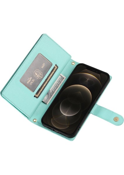 IPhone 12 Için Flip Case Pro Max Çok Fonksiyonlu Kart Yuvaları Kickstand Bilek (Yurt Dışından)