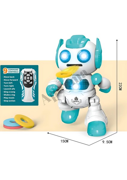 Uzaktan Kumandalı Sesli Disk Atan Robot - Eğlenceli Müzikli Disk Atan Robot