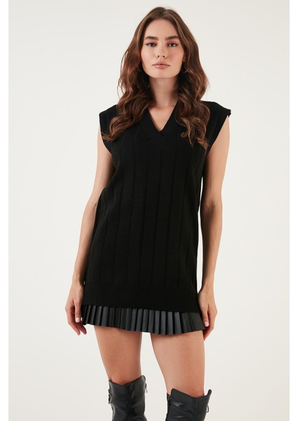 V Yaka Arkası Uzun Triko Süveter Bayan Süveter 4616088Y fiyatları