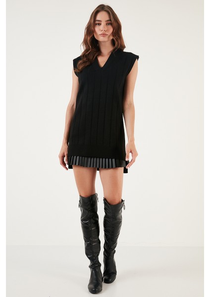 V Yaka Arkası Uzun Triko Süveter Bayan Süveter 4616088Y indirimleri