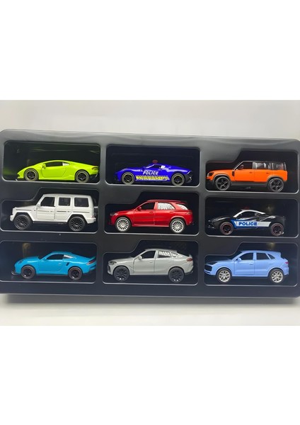 Oyuncak Dokuzlu Çek Bırak Metal Araba Seti - 9'Lu Açılır Ön Kapılı Araç Set - Die-Cast Dokuzlu Araba Seti