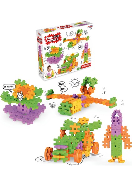 Eğitici Oyuncak Fun Fun Puzzle 128 Parça - Eğlenceli Zeka Geliştirici Yapı Tasarım