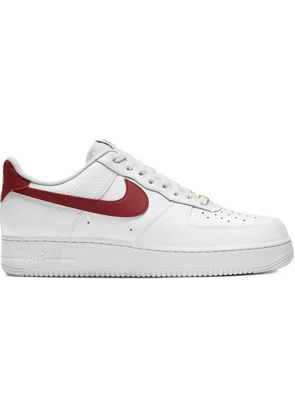 Air Force 1 '07 Leather White Deri Erkek Sneaker Beyaz Kırmızı Swoosh