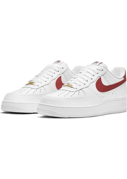 Air Force 1 '07 Leather White Deri Erkek Sneaker Beyaz Kırmızı Swoosh modelleri