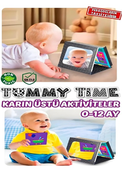 Eğitici Tummy Time Aynalı Zeka Kartları Oyun Seti - Bebekler Için Eğlenceli Aktivite Set - Oyuncak Aynalı Zeka Kart Aktivite Set