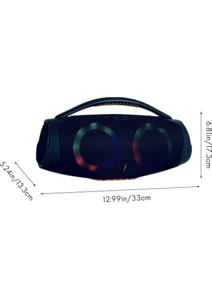 Taşınabilir Bluetooth Hoparlör Subwoofer Ses Kutusu Su Geçirmez Rgb Işık Fonksiyonu ile Ofis Dış Mekan Ev Oyuncu Siyah (Yurt Dışından)