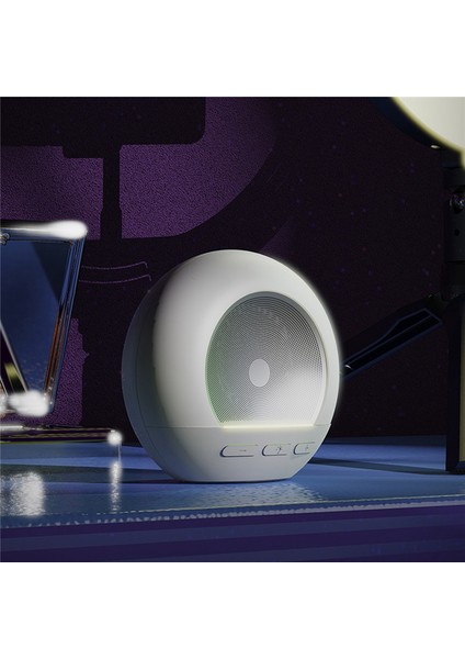 Taşınabilir Bluetooth Hoparlör Kablosuz Bas Sütunu Renkli Gece Lambası Yaratıcı Masa Lambası Iyi Uyku Kablosuz Radyo (Beyaz) (Yurt Dışından)