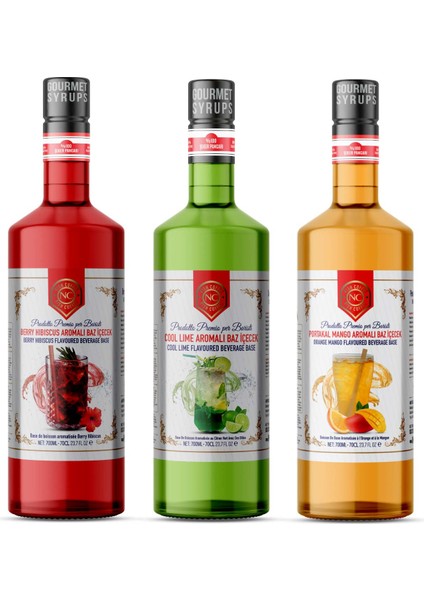 Cool Lime, Berry Hibiskus, Portakal Mango Aromalı Baz Içecek 3'lü Set (3X700 Ml)-P