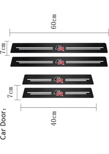 Şenyıldız Aksesuar Seat Leon Fr Arona Ibiza Ateca Toledo Karbon Kapı Eşik Bantı Her Kapı Için 1 Adet Toplam 4 Adet