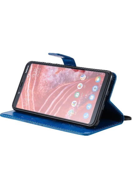 Nokia 3.1 Için Flip Case Artı Darbeye Kapak Kart Pu ile Kickstand Çevirin (Yurt Dışından)