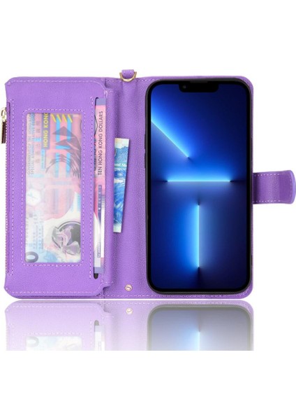 IPhone 11 Için Kılıf Pro Manyetik Pu Deri Flip Kart Tutucu Fermuar Cüzdan (Yurt Dışından)