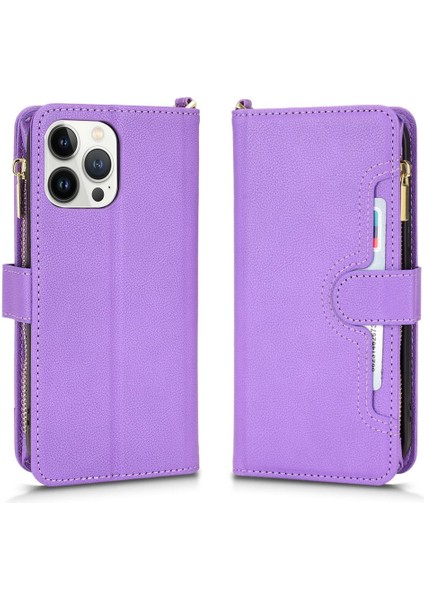 IPhone 11 Için Kılıf Pro Manyetik Pu Deri Flip Kart Tutucu Fermuar Cüzdan (Yurt Dışından)