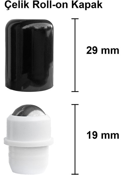 10 Ml Çelik Roll On Şişesi 10 Cc Sızdırmaz Siyah Kapaklı Amber Cam Şişe 1 Adet