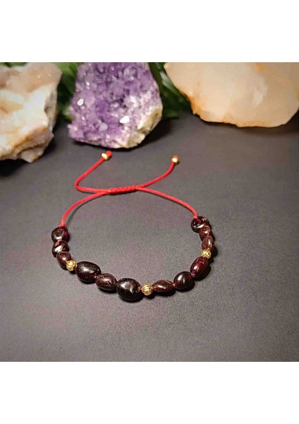 Lal Amorf Kesim Makrome Örgü Doğal Taş Bileklik fırsatları