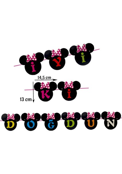 Minnie Mouse Konsept Asılabilir Iyi Ki Doğdun Yazı 24'lü modelleri