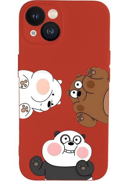 iPhone 13 Uyumlu Cute Animals Desenli Kamera Korumalı Premium Silikonlu Telefon Kılıfı