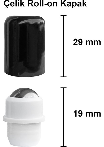 20 Ml Çelik Roll On Şişesi 20 Cc Sızdırmaz Siyah Kapaklı Amber Cam Şişe 2 Adet modelleri